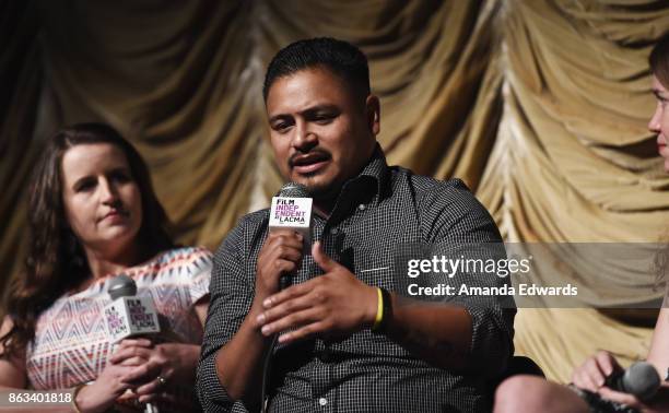 Los Angeles Times political journalist Christina Bellantoni, documentary subject Jesus Ruiz and director Martha Shane attend the Film Independent at...