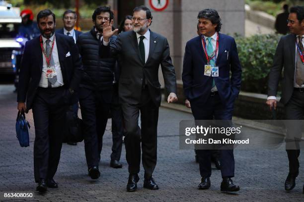 Spain's Prime Minister Mariano Rajoy arrives ahead of the second day of European Council meetings at the Council of the European Union building on...