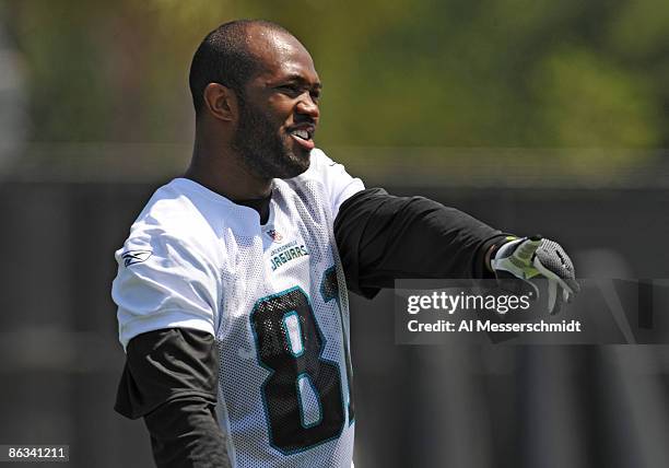 Wide receiver Tory Holt of the Jacksonville Jaguars watches play May 1, 2009 at a team minicamp near Jacksonville Municipal Stadium in Jacksonville,...