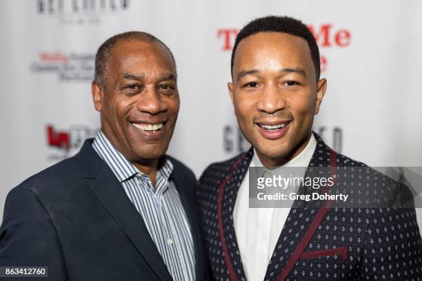Actor Joe Morton and Singer-songwriter John Legend Attend "Turn Me Loose" at Wallis Annenberg Center for the Performing Arts on October 19, 2017 in...