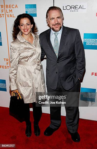 Actor Brian Cox and his wife actress Nicole Ansari-Cox attend the 8th Annual Tribeca Film Festival "Tell Tale" premiere at BMCC Tribeca PAC on April...