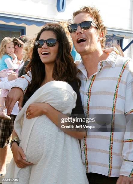 Model Camila Alves and actor Matthew McConaughey with son Levi attend MaliBLUE Art & Music Festival, sponsored by Emergen-C BLUE and Benefiting...
