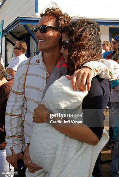 Actor Matthew McConaughey and model Camila Alves with son Levi attend MaliBLUE Art & Music Festival, sponsored by Emergen-C BLUE and Benefiting...