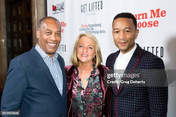 Actor Joe Morton, Producer Beth Hubbard and Singer-songwriter John Legend Attend "Turn Me Loose" at Wallis Annenberg Center for the Performing Arts...