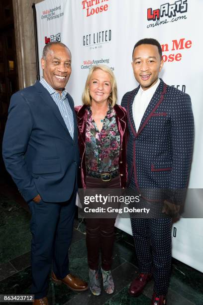 Actor Joe Morton, Producer Beth Hubbard and Singer-songwriter John Legend Attend "Turn Me Loose" at Wallis Annenberg Center for the Performing Arts...