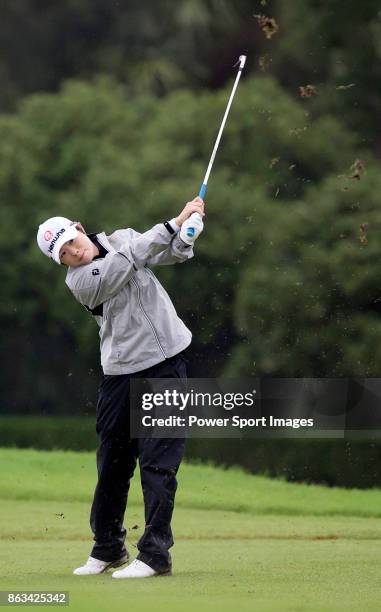 Eun-Hee Ji of South Korea plays a shot on the 13th hole during day two of the Swinging Skirts LPGA Taiwan Championship on October 20, 2017 in Taipei,...