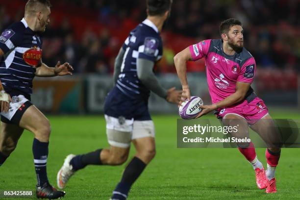 Owen Williams of Gloucester looks to pass during the European Rugby Challenge Cup Pool 3 match between Gloucester and Agen at Kingsholm on October...