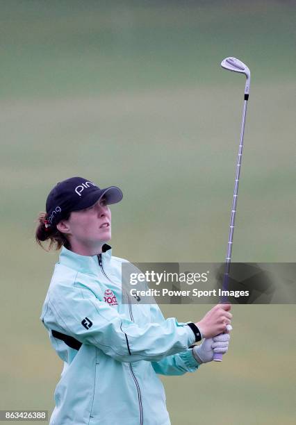 Brittany Altomare of the USA hits a shot on the 18th hole during day two of the Swinging Skirts LPGA Taiwan Championship on October 20, 2017 in...