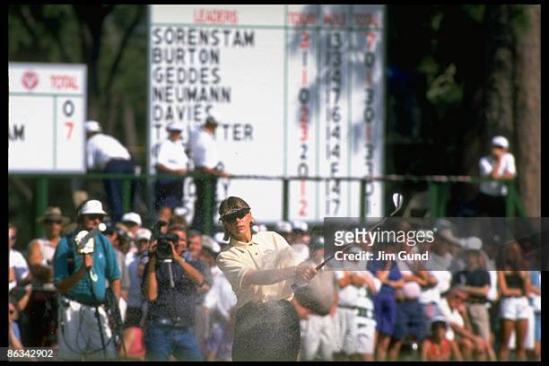 Women's Open: Annika Sorenstam in action from sand on Sunday at Pine Needles GC. Southern Pines, NC 6/2/1996 CREDIT: Jim Gund