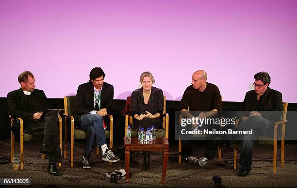 Writer David Carr, director Gary Winick, director Mary Harron, director Austin Chick and producer Raymond De Felitta attend Tribeca Talks: "The...