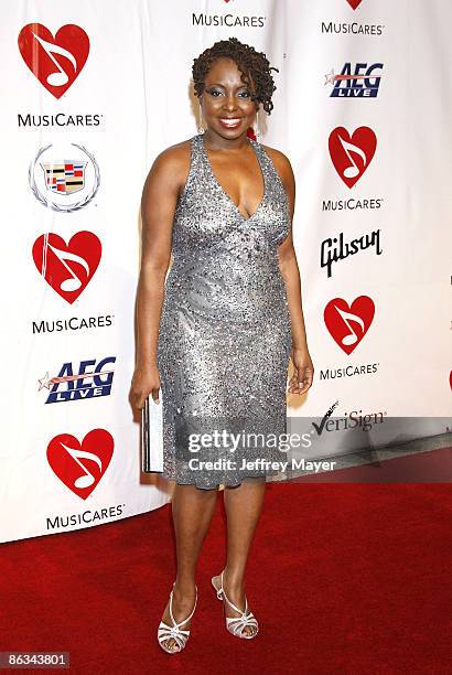 Singer Ledisi arrives at the 2008 MusiCares Person of the Year gala honoring Aretha Franklin held at the Los Angeles Convention Center on February 8,...