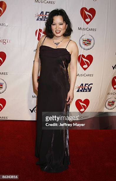 Musician Angelin Chang arrives at the 2008 MusiCares Person of the Year gala honoring Aretha Franklin held at the Los Angeles Convention Center on...