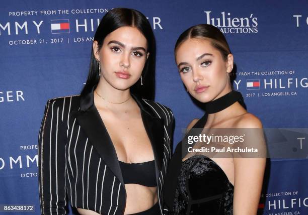 Fashion Models Amelia Gray Hamlin and Delilah Belle Hamlin attend the Tommy Hilfiger VIP reception and Julien's Auctions on October 19, 2017 in Los...
