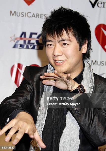 Classical pianist Lang Lang arrives at the 2008 MusiCares Person of the Year gala honoring Aretha Franklin held at the Los Angeles Convention Center...