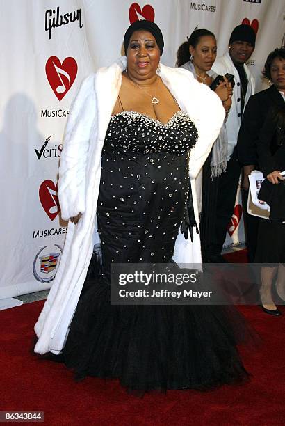 Singer Aretha Franklin arrives at the 2008 MusiCares Person of the Year gala honoring Aretha Franklin held at the Los Angeles Convention Center on...