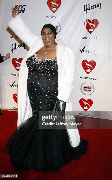 Singer Aretha Franklin arrives at the 2008 MusiCares Person of the Year gala honoring Aretha Franklin held at the Los Angeles Convention Center on...