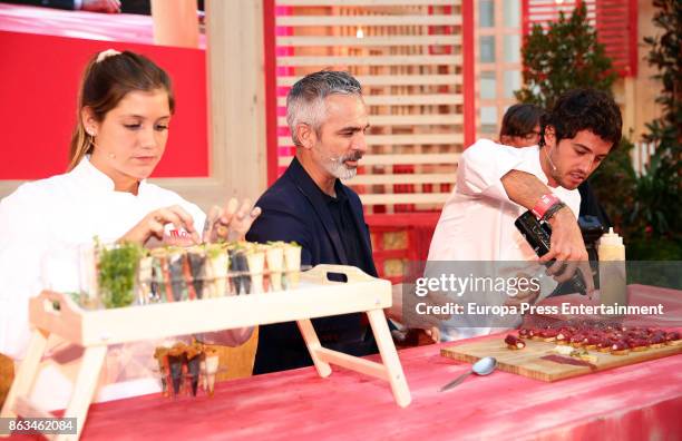 The winner of TV MasterChef Jorge Brazalez and finalist Miri de Perez attend the opening of IV Sabores Market on October 19, 2017 in Madrid, Spain.