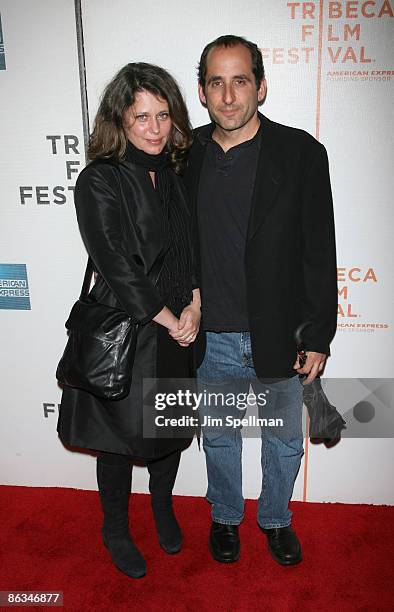 Whitney Scott and actor Peter Jacobson attend the premiere and panel discussion of "Poliwood" during the 8th Annual Tribeca Film Festival at BMCC...