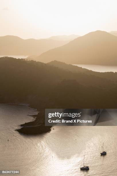 english harbour from shirley heights - nelsons dockyard stock pictures, royalty-free photos & images