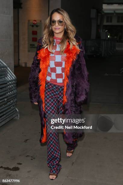 Rita Ora at BBC Radio One after co-hosting the Breakfast Show with Nick Grimshaw on October 20, 2017 in London, England.