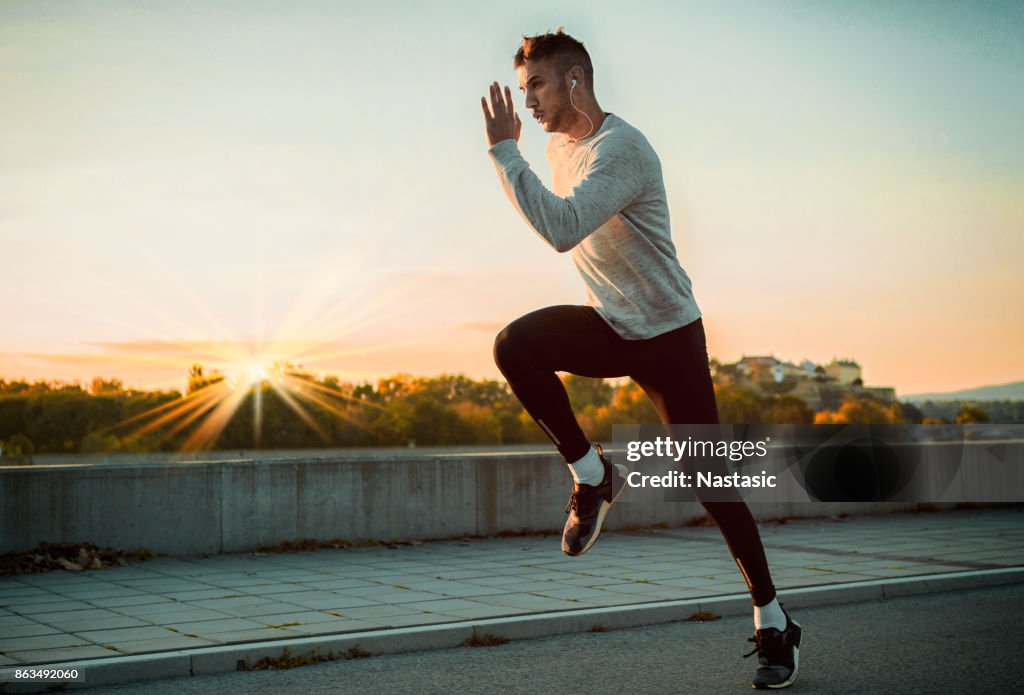 Jogging in the morning