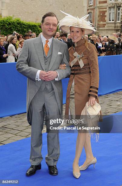 Guests arrive at the Senlis Cathedral to attend the wedding of Jean de France with Philomena de Tornos on May 2, 2009 in Senlis, France.