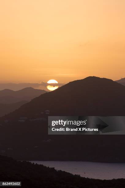 english harbour from shirley heights - nelsons dockyard stock pictures, royalty-free photos & images