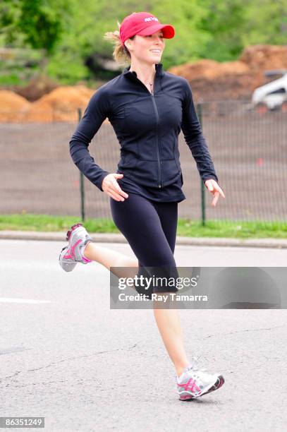 Actress Jessica Biel runs in Central Park on May 2, 2009 in New York City.
