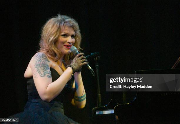 Our Lady J performs on stage at the Purcell Room on May 2, 2009 in London, England.