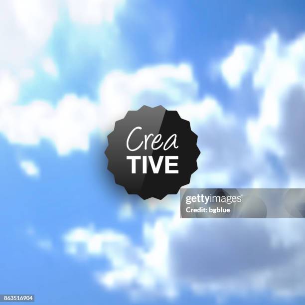 creative logo template on blue sky and clouds - space in between stock illustrations