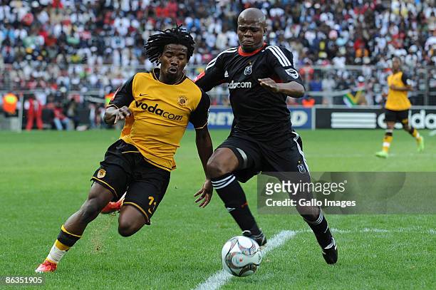 Abia Nale of Chiefs and Lucas Thwala of Pirates during the Absa Premiership match between Orlando Pirates and Kaizer Chiefs from Coca Cola Park on...