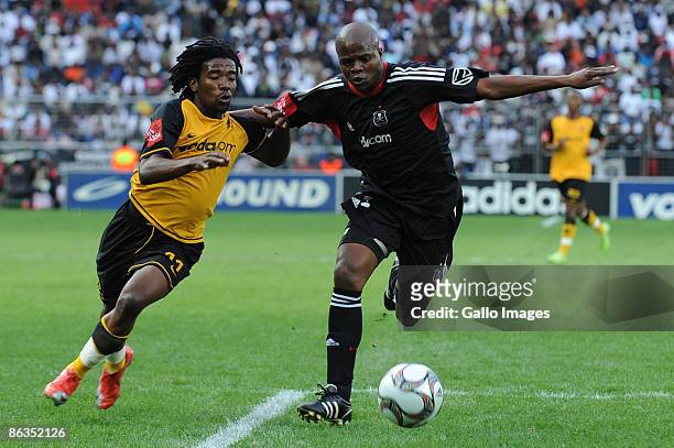 Chiefs Abia Nale and Pirates defender Lucas Thwala during the Absa Premiership match between Orlando Pirates and Kaizer Chiefs from Coca Cola Park on...