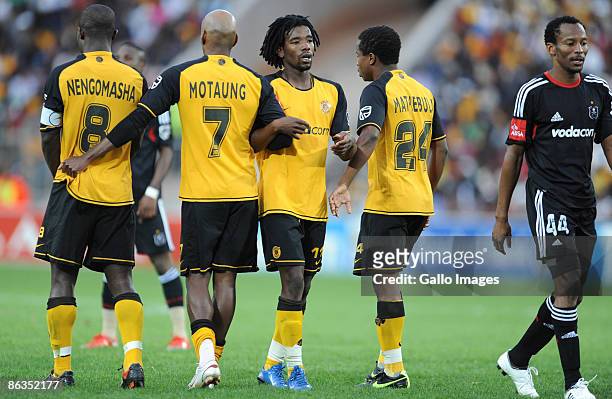 Katlego Mashego walks pass Chiefs players during the Absa Premiership match between Orlando Pirates and Kaizer Chiefs from Coca Cola Park on May 2,...
