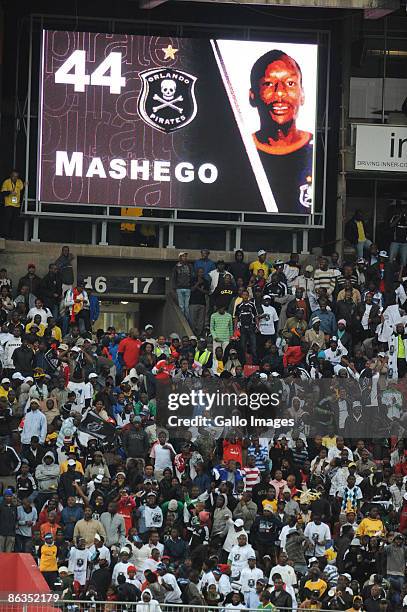 Katlego Mashego on the TV board during the Absa Premiership match between Orlando Pirates and Kaizer Chiefs from Coca Cola Park on May 2, 2009 in...