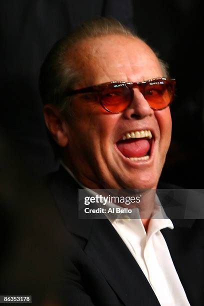 Actor Jack Nicholson looks on during the Humberto Soto of Mexico and Benoit Gaudet of Canada super featherweight title fight at the MGM Grand Garden...