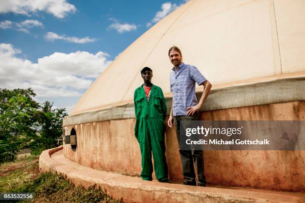 Thika, Kenya A worker at environmentally friendly and renewable energy bio gas generation in the Thika area at an avocado oil mill of Olivado company...