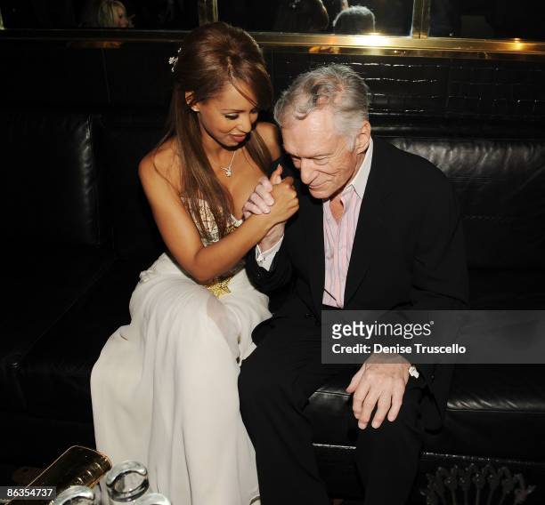 Playmate of the Year Ida Ljungqvist and Hugh Hefner attend the Playboy Club at The palms Casino Resort on May 2, 2009 in Las Vegas, Nevada.