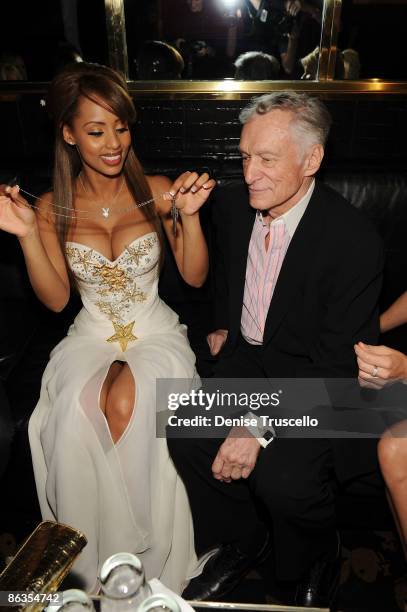 Playmate of the Year Ida Ljungqvist and Hugh Hefner attend the Playboy Club at The palms Casino Resort on May 2, 2009 in Las Vegas, Nevada.