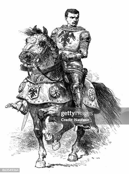 bertrand du guesclin - hundred years war stock illustrations