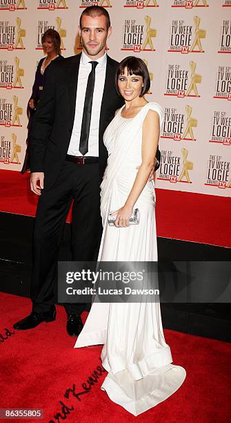 Singer Dannii Minogue and partner Kris Smith arrive for the 51st TV Week Logie Awards at the Crown Towers Hotel and Casino on May 3, 2009 in...