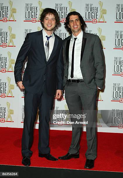 Hamish Blake and Andy Lee arrive for the 51st TV Week Logie Awards at the Crown Towers Hotel and Casino on May 3, 2009 in Melbourne, Australia.