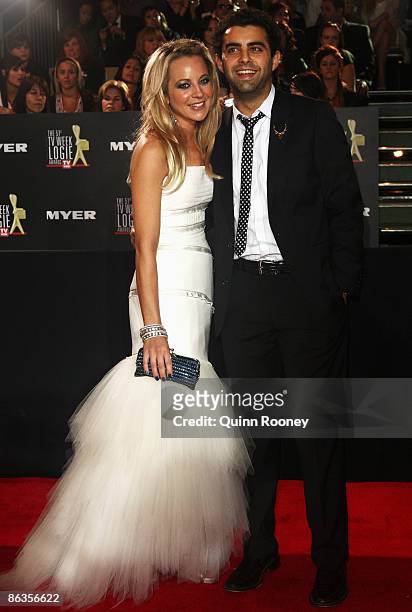 Personalities Carrie Bickmore and Ryan Shelton arrive for the 51st TV Week Logie Awards at the Crown Towers Hotel and Casino on May 3, 2009 in...