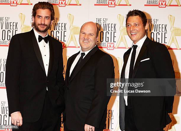 Cast members of The Hollowmen, Merrick Watts, Lachy Hulme and David James arrive for the 51st TV Week Logie Awards at the Crown Towers Hotel and...