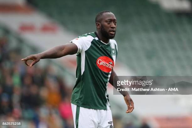 Toumani Diagouraga of Plymouth Argyle during the Sky Bet League One match between Plymouth Argyle and Shrewsbury Town at Home Park on October 14,...