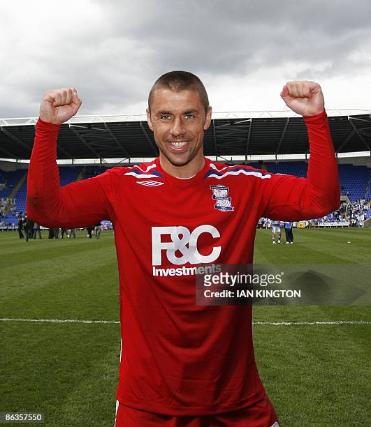 Birmingham City's Kevin Phillips gestures at the final whistle after scoring the winning goal and Birmingham City are promoted to the Premier League...