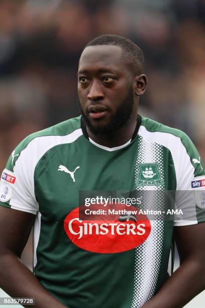 Toumani Diagouraga of Plymouth Argyle during the Sky Bet League One match between Plymouth Argyle and Shrewsbury Town at Home Park on October 14,...