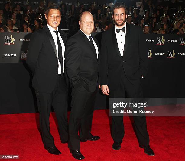 Cast members of The Hollowmen, Merrick Watts, Lachy Hulme and David James arrive for the 51st TV Week Logie Awards at the Crown Towers Hotel and...