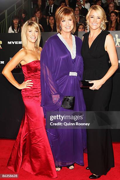 Personality Tracy Grimshaw and Leila McKinnon arrive for the 51st TV Week Logie Awards at the Crown Towers Hotel and Casino on May 3, 2009 in...