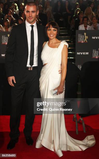 Singer Dannii Minogue and partner Kris Smith arrive for the 51st TV Week Logie Awards at the Crown Towers Hotel and Casino on May 3, 2009 in...