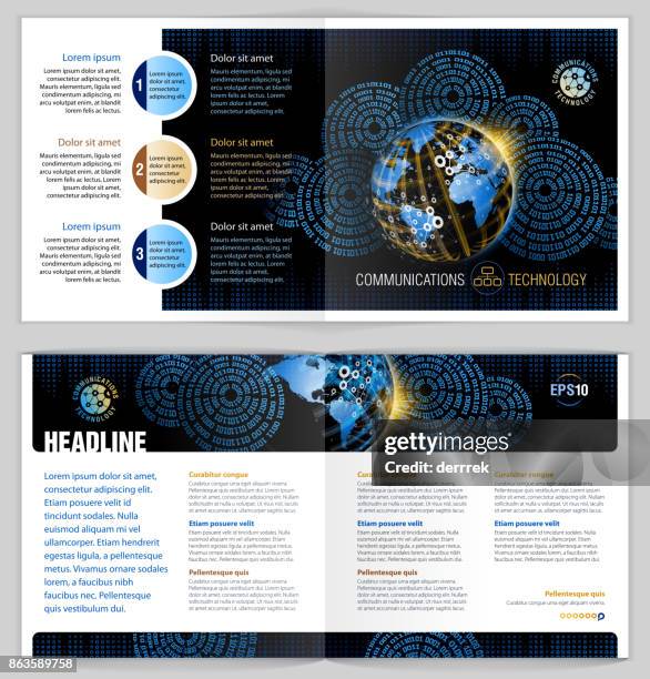 leaflet design example. global communications. - server lights stock illustrations